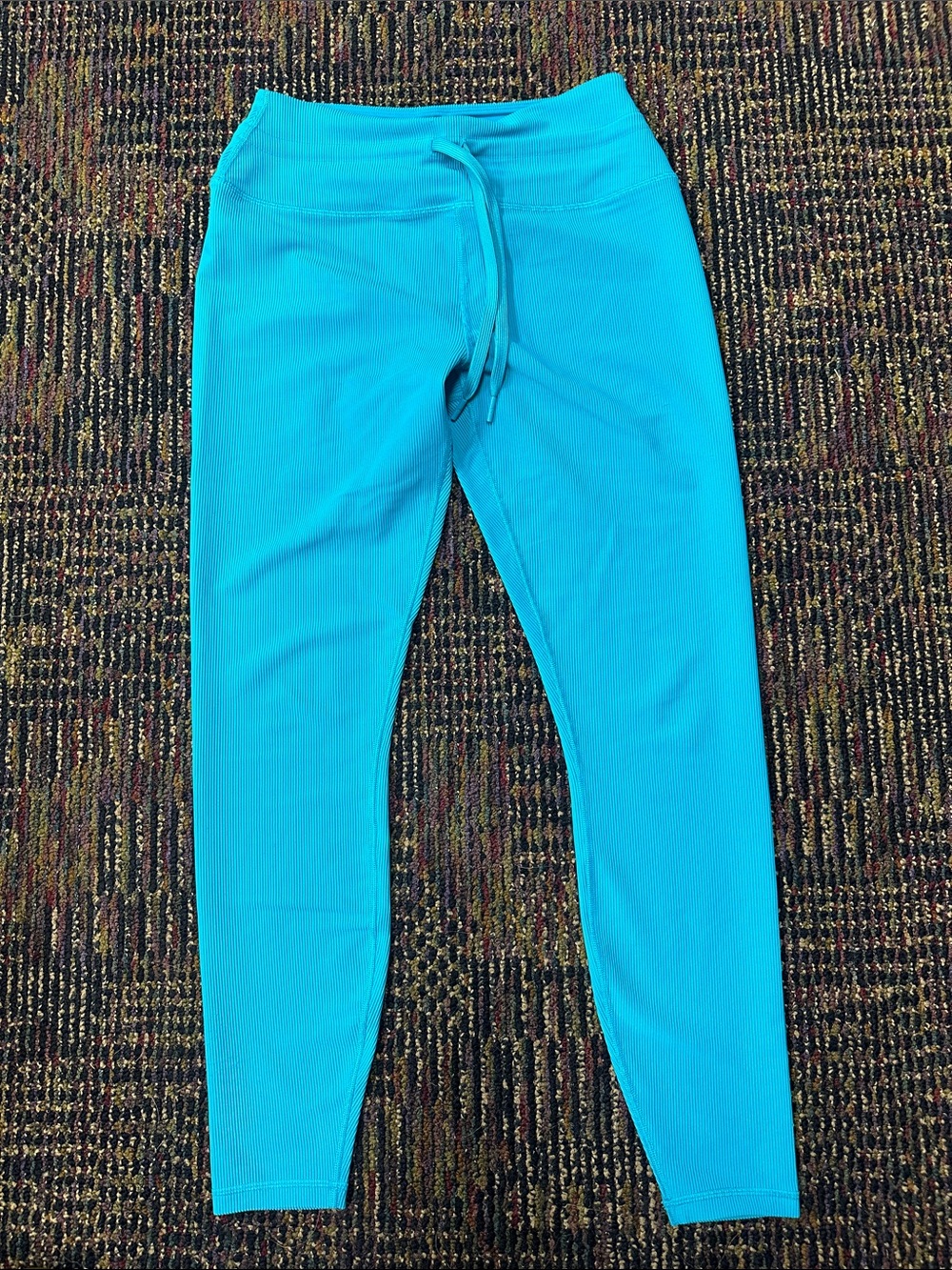 Greyson Ribbed Lagoon (Teal/Turquoise) Cleo Drawstring High-Rise Leggings